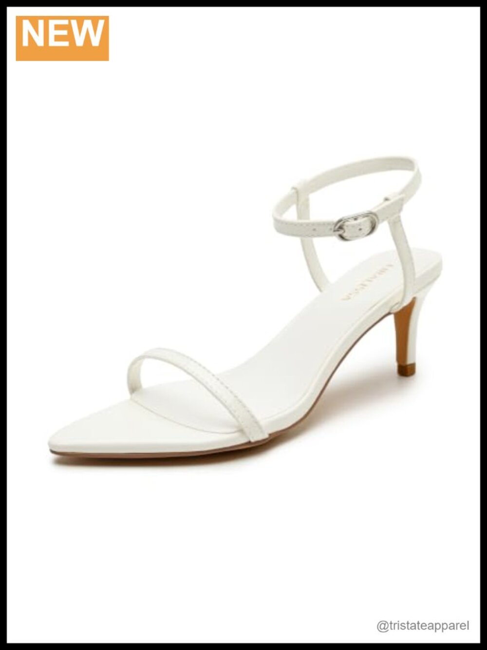 Faux Leather Pointed Toe Stiletto Heel Ankle Strap Sandals